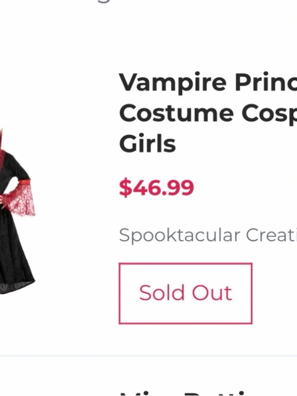 Child’s Vampire Princess  Halloween / Imaginative Play / Theater Costume